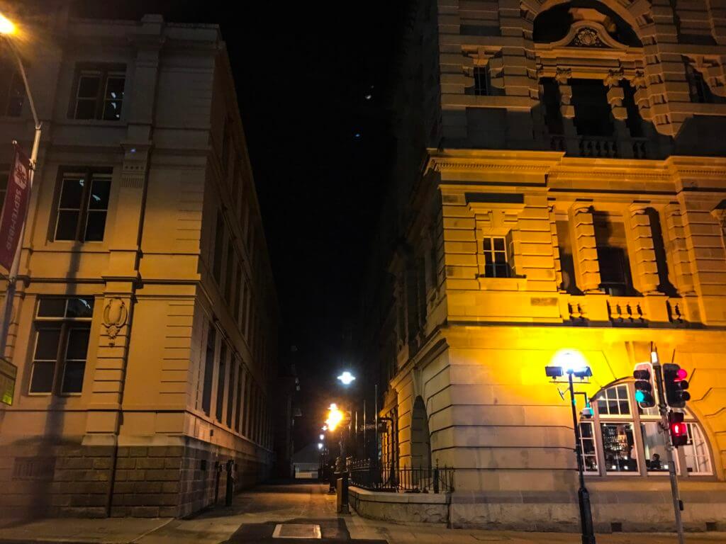 The camera is drawn to the lamps like a moth to a flame